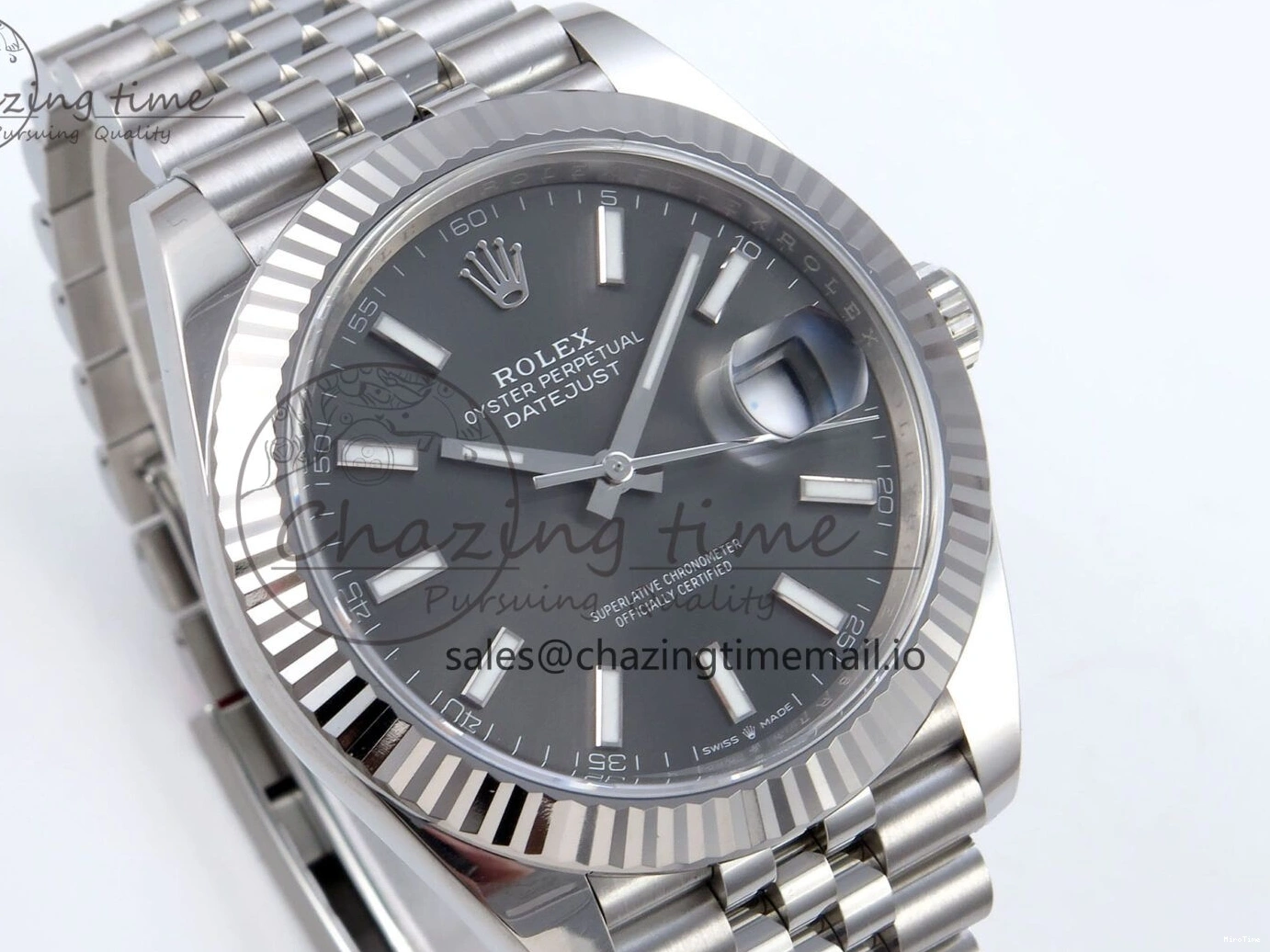 MiroTime 0320 DateJust 126334 41mm Clean 1:1 Best Edition 904L Steel Gray Stick Dial on Jubilee Bracelet VR TravelReady 895